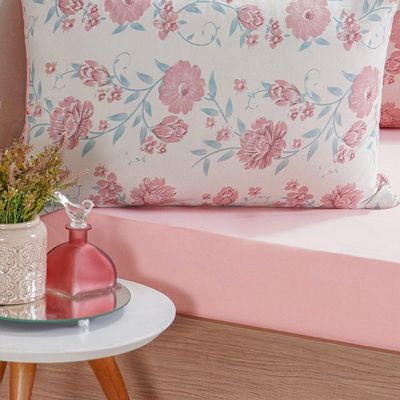 Jogo De Cama Solteiro Dreams Malha 100% Algodão 88x188x25cm Rosa Claro