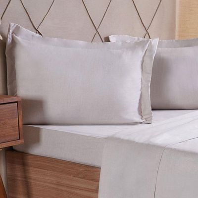 Jogo De Cama Casal 4 Pçs Line Stile 100% Poliéster 138x188x30cm Biscuit
