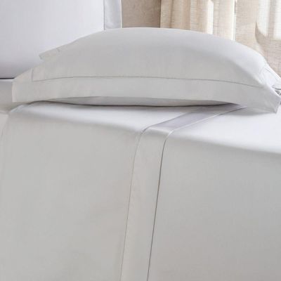 Jogo De Cama Queen 4 Pçs Ricamo 300 Fios 100% Algodão 160x200x40cm Cinza Fog