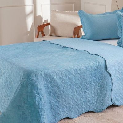Kit Cobre Leito Casal Ultra Lisse Lisa New 210x230cm Azul Estonado
