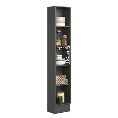 Paneleiro Acacia 219cm Com 1 Porta 4 Prateleiras e Rodape Chumbo