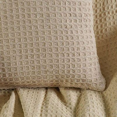 Capa De Almofada Decorativa Waffle 100% Algodão 45x45cm Amendoa