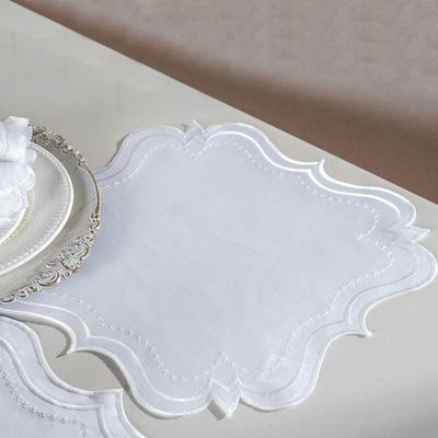 Jogo Americano Bordare 2 Peças Bordado 40x40cm Branco