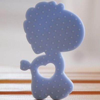 Mordedor Girafa Funny Para Bebê De Silicone 7,03x6,55x0,83cm Azul