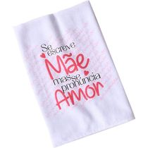 Kit 6 Pano De Copa Sarja Amor De Mãe 220g-m² 100% Algodão 45x75cm Branco