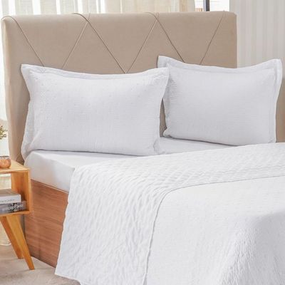 Kit Colcha Casal Santorini New 220x240cm Branco