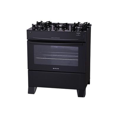 Fogão De Piso Atlas 5 Bocas Monaco Top Glass Mesa De Vidro Preto Bivolt