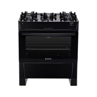 Fogão De Piso Atlas 5 Bocas Monaco Top Glass Mesa De Vidro Preto Bivolt