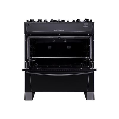 Fogão De Piso Atlas 5 Bocas Monaco Top Glass Mesa De Vidro Preto Bivolt