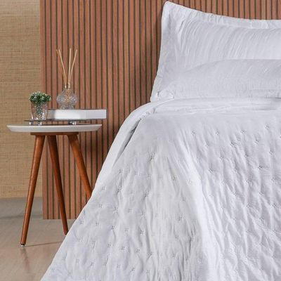Kit Colcha Queen Sensatti 3d Embossed 240x260cm Branco