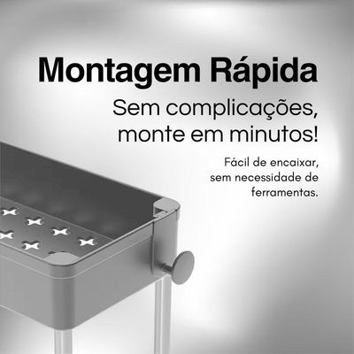 Prateleira Multiuso 4 Andares Com Rodinha Cinza