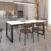 Mesa De Jantar Yon 180 X 90 X 76 Cm Branco Tx/est.preta Branco Tx/est.preta
