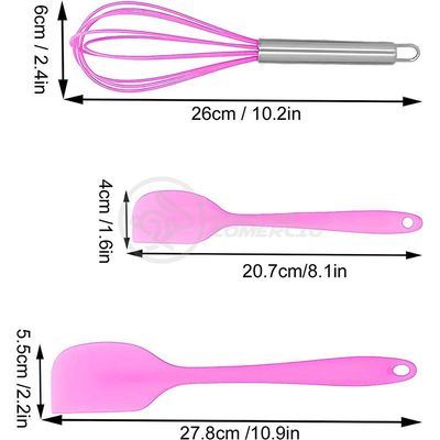 Kit De Cozinha 5 Utensílios De Silicone Resistente A Altas Temperaturas Conjunto Completo Rosa