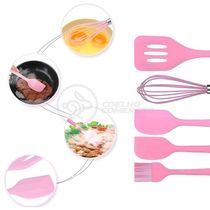 Kit De Cozinha 5 Utensílios De Silicone Resistente A Altas Temperaturas Conjunto Completo Rosa