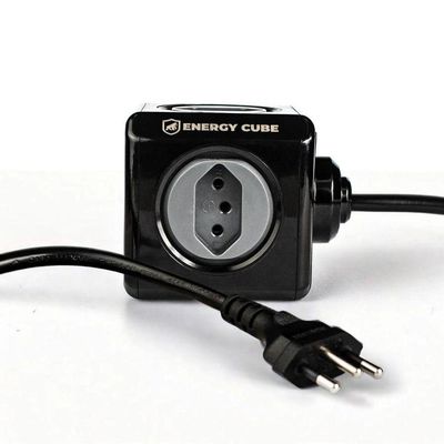 Adaptador Bivolt Energy Cube - Preto - Com 5 Tomadas E Cabo De 1,5 M - Gshield