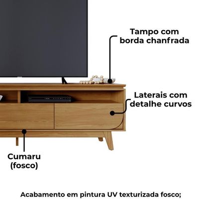 Rack Bancada Tv 75 Polegadas 3 Gavetas 200 Cm Selene Madetec Cumaru