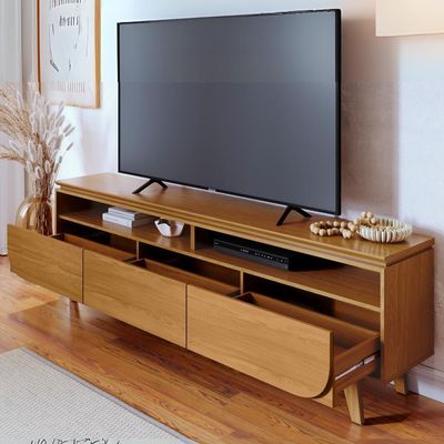 Rack Bancada Tv 75 Polegadas 3 Gavetas 200 Cm Selene Madetec Cumaru