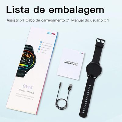 Relógio Inteligente Gw5 1,39 Polegadas Nfc Bluetooth 5.2 100+ Esportivo Preto