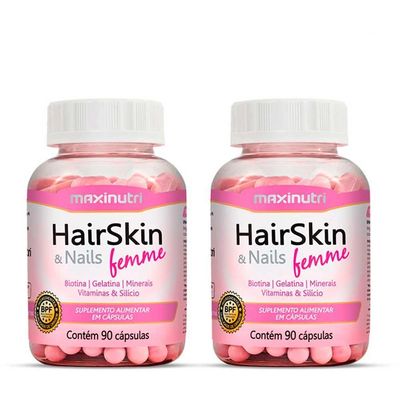 Kit 02 Hairskin Femme Biotina E Minerais Maxinutri 90 Caps