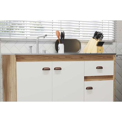 Balcão de Cozinha Torino c/ 3 Portas e 1 Gaveta s/ Tampo 120cm Mel - Movelbento
