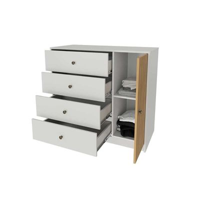Cômoda de Quarto MB 1059 c/ 1 Porta e 4 Gavetas 100cm Mel - Movelbento