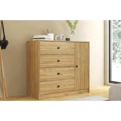 Cômoda de Quarto MB 1059 c/ 1 Porta e 4 Gavetas 100cm Mel - Movelbento