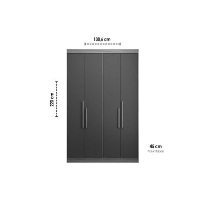Guarda Roupa Solteiro 4 Portas e 2 Gavetas PH 1805 Carvalho/Off White - Herval
