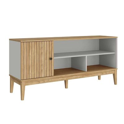 Rack Bancada p/ TV até 55 Pol MB 1056 c/ 1 Porta 136cm Mel/Off White - Movelbento