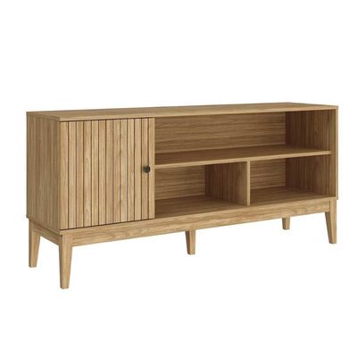 Rack Bancada p/ TV até 55 Pol MB 1056 c/ 1 Porta 136cm Mel/Off White - Movelbento