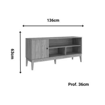 Rack Bancada p/ TV até 55 Pol MB 1056 c/ 1 Porta 136cm Mel/Off White - Movelbento