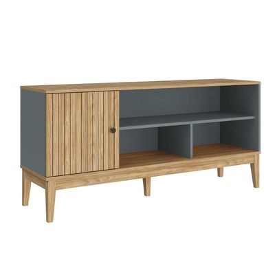 Rack Bancada p/ TV até 55 Pol MB 1056 c/ 1 Porta 136cm Mel/Off White - Movelbento