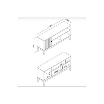 Rack Bancada p/ TV até 55 Pol MB 1056 c/ 1 Porta 136cm Mel/Off White - Movelbento