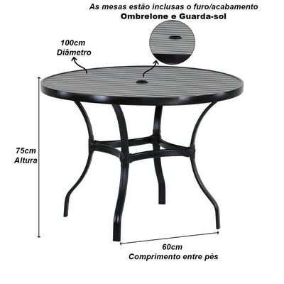Jogo 4 Cadeiras Emily E Mesa Com Ombrelone Trama Original Azul Dark