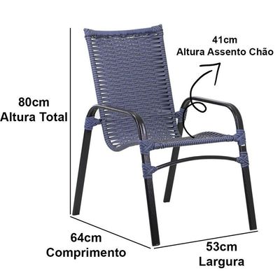 Jogo 4 Cadeiras Emily E Mesa Com Ombrelone Trama Original Azul Dark