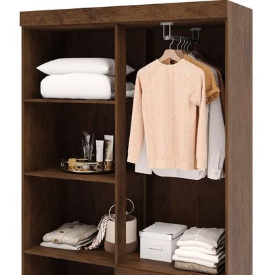 Guarda Roupa Solteiro 103cm Com Espelho Ideal Imbuia Rústico - Vila Rica