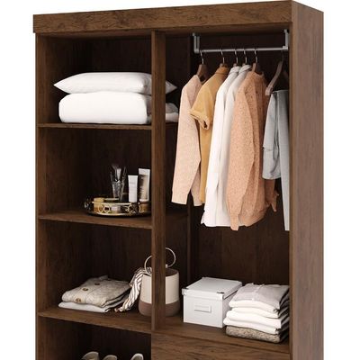 Guarda Roupa Solteiro 103cm Com 4 Portas Ideal Imbuia Rústico - Vila Rica