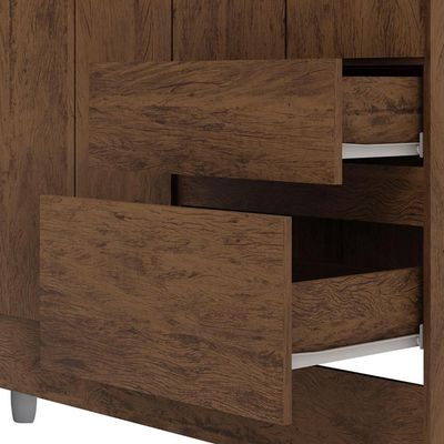 Guarda Roupa Solteiro 103cm Com 4 Portas Ideal Imbuia Rústico - Vila Rica