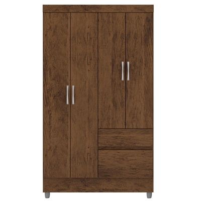 Guarda Roupa Solteiro 103cm Com 4 Portas Ideal Imbuia Rústico - Vila Rica