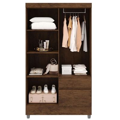 Guarda Roupa Solteiro 103cm Com 4 Portas Ideal Imbuia Rústico - Vila Rica