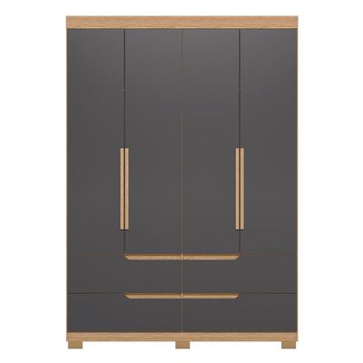 Guarda Roupa Solteiro 160cm 4 Portas Doble Freijó/titanium - Albatroz