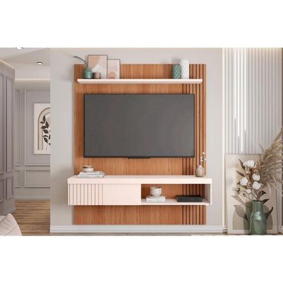 Home p/ TV até 65 Pol Jade Ripada 150x183cm Freijo/Off White - Caemmun