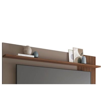 Rack Bancada c/ Painel p/ TV até 65 Pol Jade Ripada 180x183cm Freijo/Off White - Caemmun