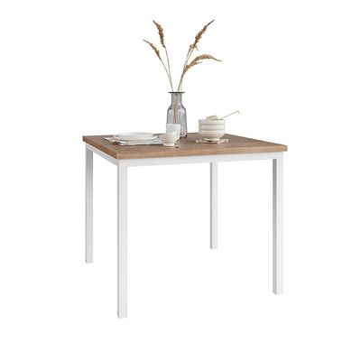 Conjunto de Mesa Quadrada com Tampo MDP e 4 Cadeiras Adriana Revestimento Sintético Imbuia e Branco