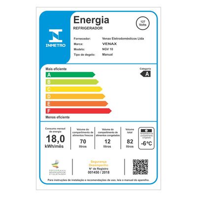 Frigobar Venax 82L Vermelho 110v