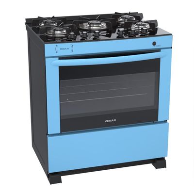 Fogao a Gas 5 Bocas Venax Delplus Vitreo BL Azul