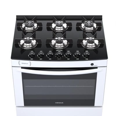 Fogao a Gas 6 Bocas Venax Delplus Vitreo BL Branco