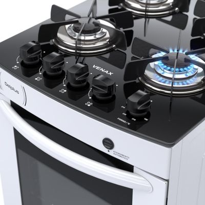 Fogao a Gas 4 Bocas Venax Delplus Vitreo BL Branco