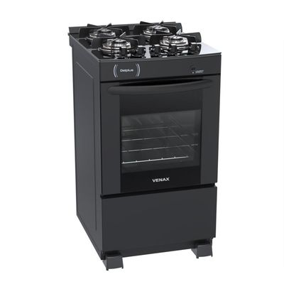 Fogao a Gas 4 Bocas Venax Delplus Vitreo BL Preto