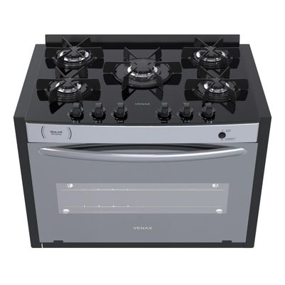 Fogao a Gas de Embutir 5 Bocas Venax Gaudi Prisma Vitreo EL Inox