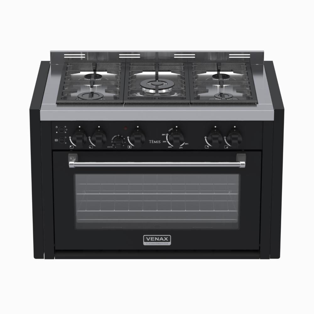 Fogão 5 Bocas de Embutir Venax Temis Preto - 220v - 25994